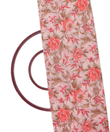 off white colour flower print chanderi fabric